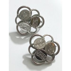 Vintage Sarah Coventry Silver Hoops Circles & Swirl Clip-on Earrings (jb3i)
